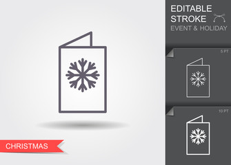 New year greeting card. Line icon with editable stroke with shadow