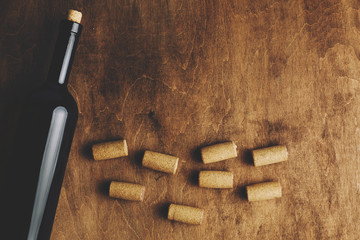 Bottle of wine with corks