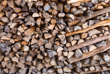 Stack of fire wood for background texture