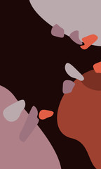 Modern abstract art design with organic shapes. Contemporary collage style design with hand drawn botanical elements and abstract shapes in trendy warm color palette. 