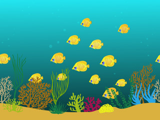 Naklejka na ściany i meble Underwater seascape scene