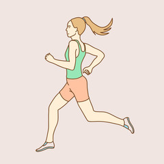 Sporty runner on color background. Side view. Sport and healthy lifestyle