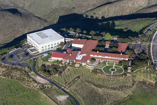 Aerial view of Ronald Reagan Presidential Library and Center for Public Affairs on March 26, 2018 in Simi Valley, California, USA.