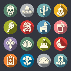 Day of the Dead holiday vector icon set