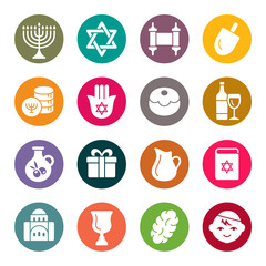 Hanukkah celebration colourful vector icons