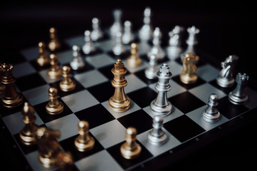 Chess board game, Strategy planning and competition business concept.