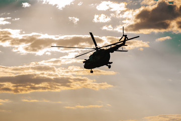 silhouette of military helicopter