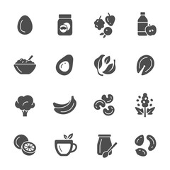 Weight loss friendly food vector icons