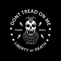 Skull and dangerous snake badge on black background