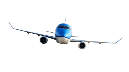 Front view of a generic modern passenger airplane isolated on a white background.