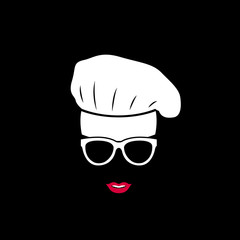 Girl chef avatar. Woman cook icon. Vector illustration.