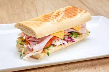 sandwich with ham and vegetables
