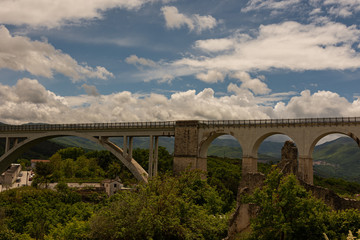 Isernia, Molise, Italy.  Santo Spirito railway bridge. View