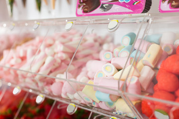 colored sweets on the store shelves