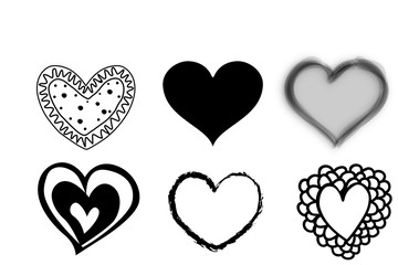 set of hearts on white background