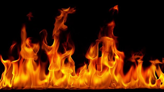 Fire Flames in 1000fps Super Slow Motion Isolated on Black Background. Shooted with High Speed Cinema Camera at 4K