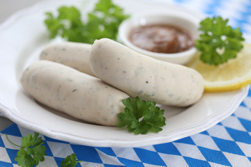 Traditional munich white sausages - 284661912