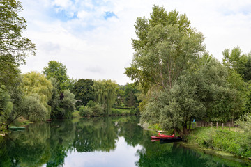 Kostanjevica na Krki, river Krki that runs along the village
