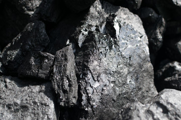 Pile of natural black hard coal or diamond coal background