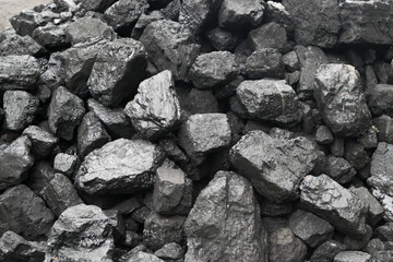 Pile of natural black hard coal or diamond coal background