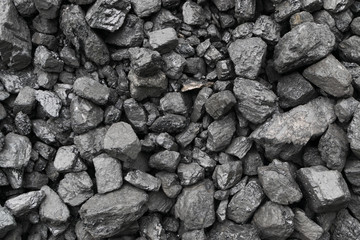 Pile of natural black hard coal or diamond coal background