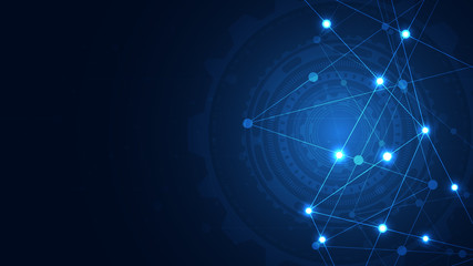 Global network connection. Abstract geometric background with connecting dots and lines. Digital technology and communication concept.