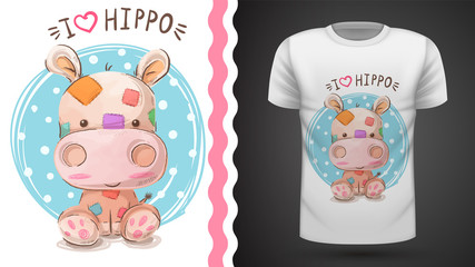 Hippo, hippopotamus - idea for print t-shirt