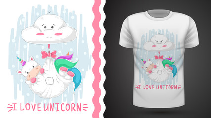 Teddy unicorn sleep - idea for print t-shirt.