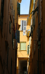 Fototapeta na wymiar Menton, old town narrow street, french Riviera