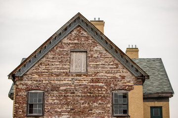 old decaying brick building details