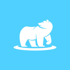 Polar Bear looking Back Logo Vector