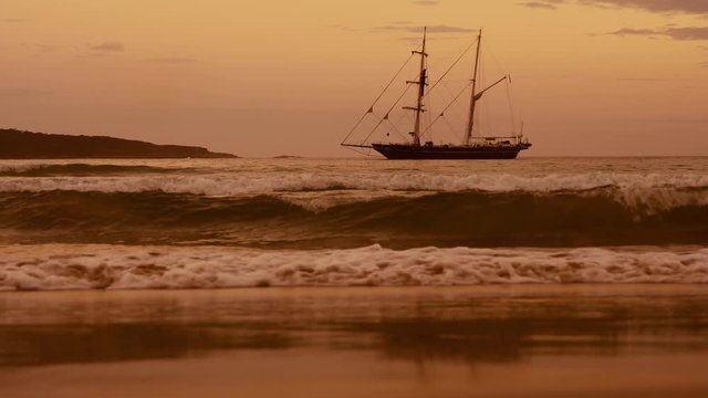 Tall Ship at Dawn, Sheltering in the Bay