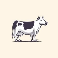 Dairy cow vector illustration in vintage style