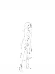 sketch of girl in a dress