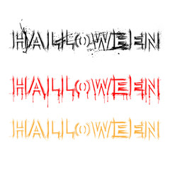 Three grunge color outline halloween text background