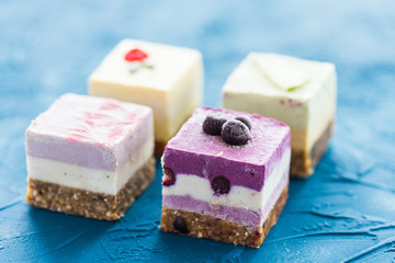 Raw vegan dessert with nuts and fruits. Healthy food and lifestyle concept