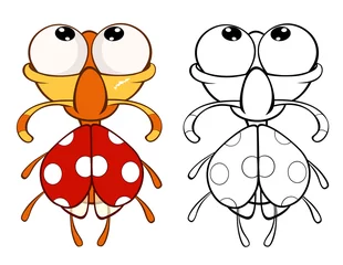 Foto op Plexiglas Vector Illustration of a Cute Cartoon Character Ladybird for you Design and Computer Game. Coloring Book Outline Set  © liusa