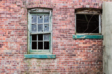 old decaying brick building details