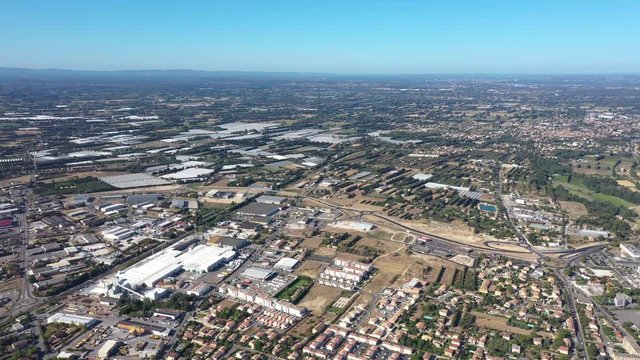 Carpentras aerial industrial and agricultural landscape France Vaucluse
