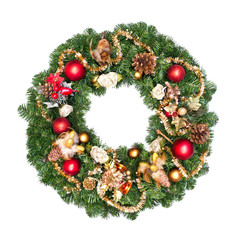 Fototapeta na wymiar Christmas wreath isolated on white background