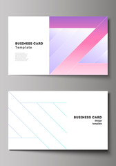 The minimalistic abstract vector illustration of the editable layout of two creative business cards design templates. Creative modern cover concept, colorful background.