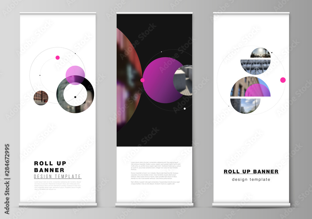 Wall mural the vector layout of roll up banner stands, vertical flyers, flags design business templates. simple
