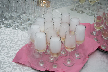 Fototapeta na wymiar Champagne wine glasses at wedding party