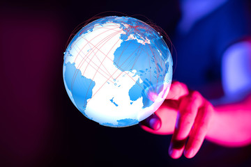 World map point, line, composition, representing the global,