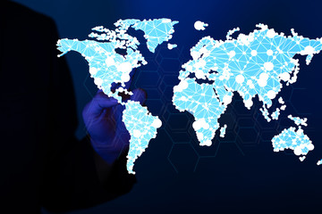 World map point, line, composition, representing the global,