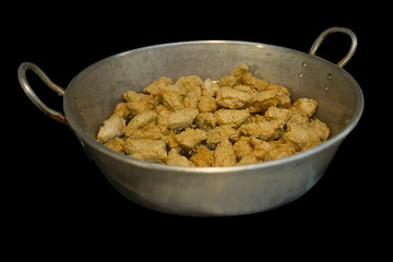 Fish ball firing in oil, focus selective.