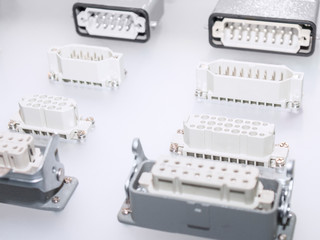 Block clamp for connecting electrical lines isolated on white background. Clamp for connecting electrical wires.