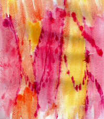 Yellow and crimson watercolor abstraction for background.