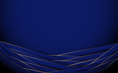 Royal blue and gold luxury. Abstract geometric wavy background