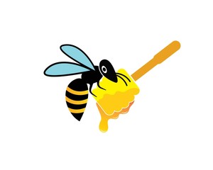 honey Bee Logo Template vector icon illustration
